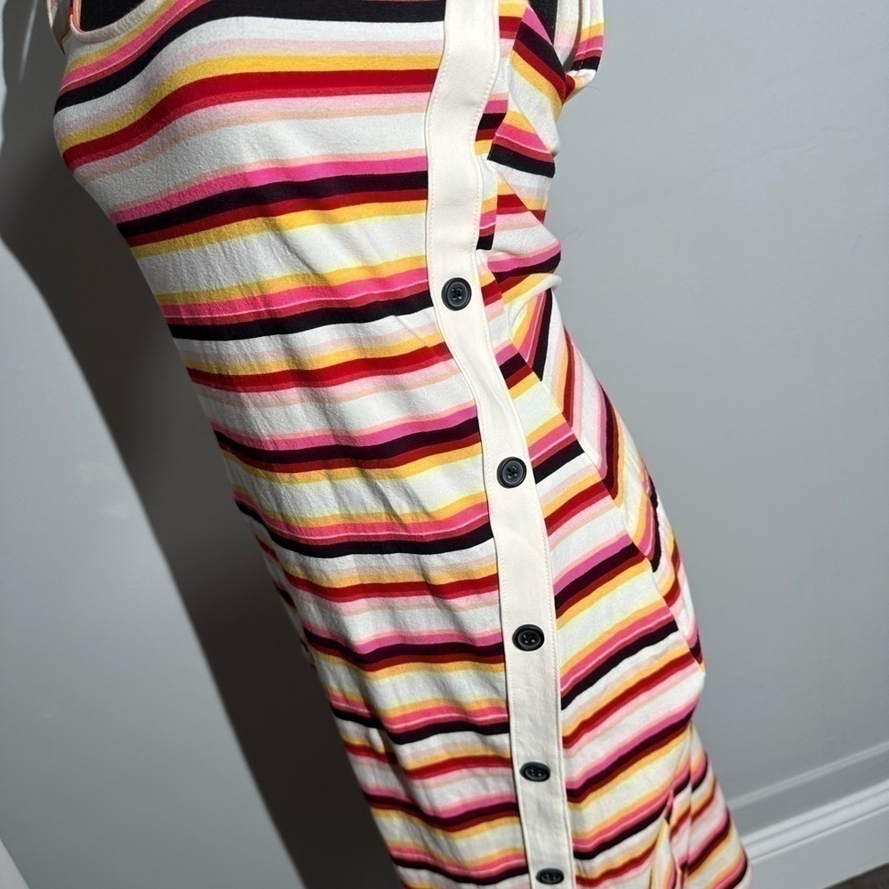 Express Stripped Asymmetrical Button Front Midi B… - image 6